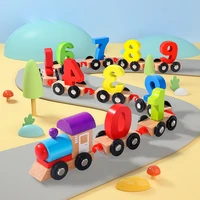 wooden city train track accessories assembly toys railway education digital early education toy for kids gift