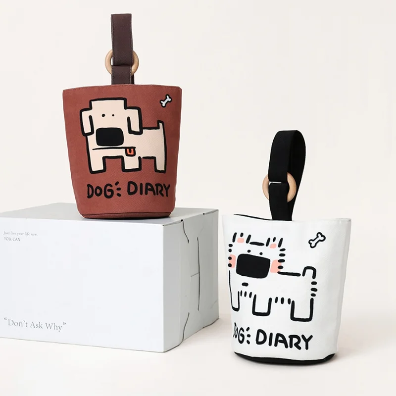

Cartoon Print Womens Shoulder Bag Cute Dog Graphic Korean Style Bucket Bag for Phone Contrast Color Kawaii Female Handbags