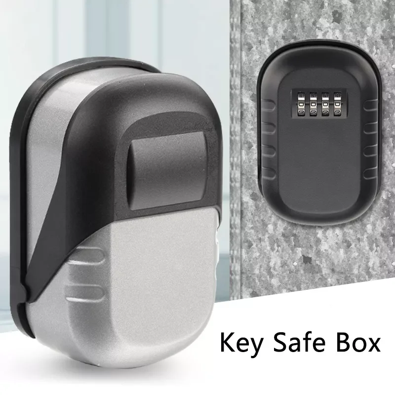 

Ящик для ключей настенный из алюминиевого сплава, сейф для ключей с 4 цифрами, Комбинированный Замок для ключей, комнатный и уличный ящик для...