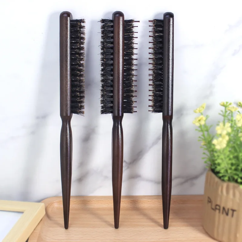

Three Rows of Boar Bristle Hair Combs for Bride's Studio Model Hair Hairdressing Fluffy Fine Handle Barber Combs High Quality