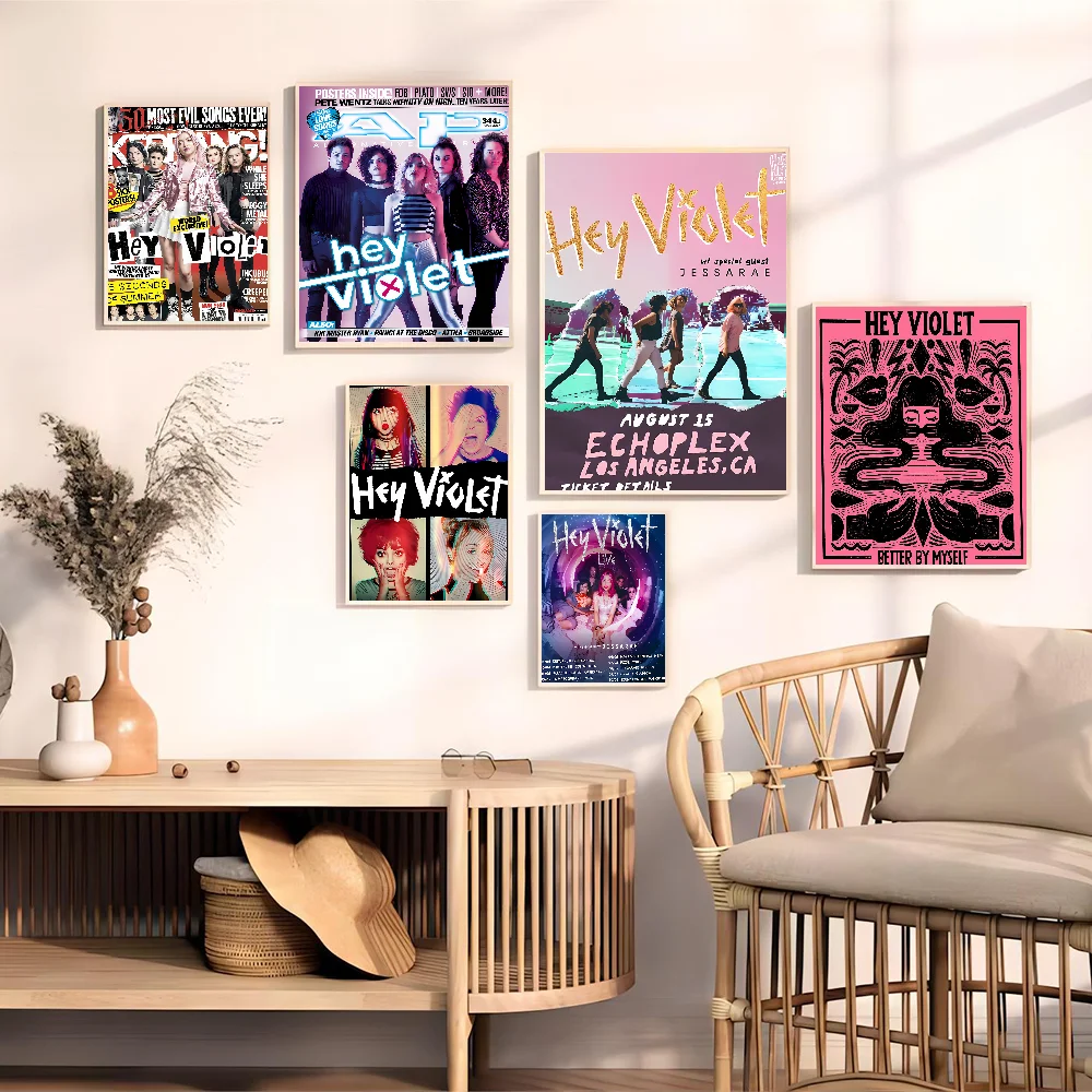 H-Hey V-фиолетовые винтажные постеры липкие белые бумажные принты художественные