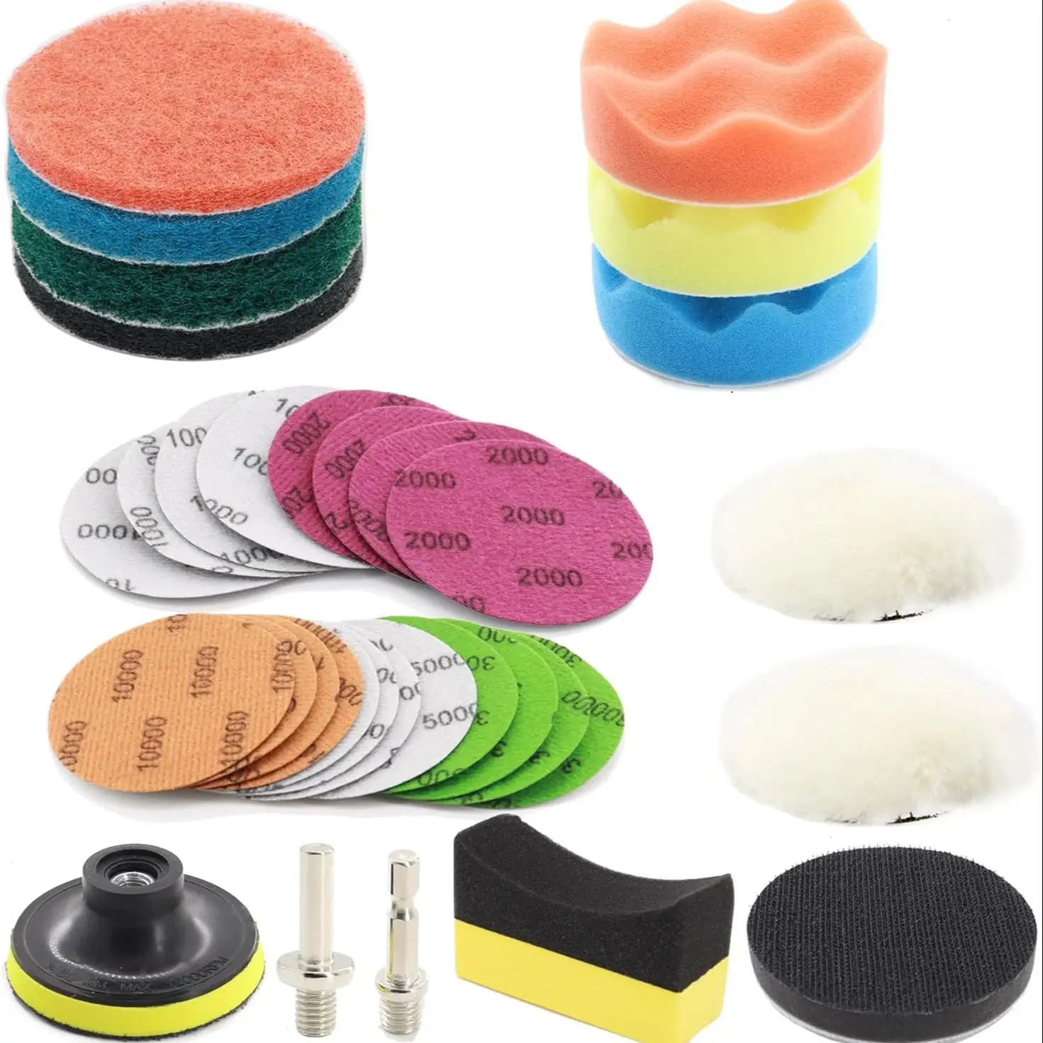 

39 шт. комплект для восстановления фар автомобиля с 3-дюймовыми шлифовальными дисками для ухода за автомобилем, влажная и сухая наждачная бумага для мойки автомобилей, чистка воском
