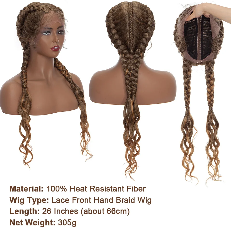 Женский парик с косичками Benehair из синтетической ткани 26 дюймов кружевной