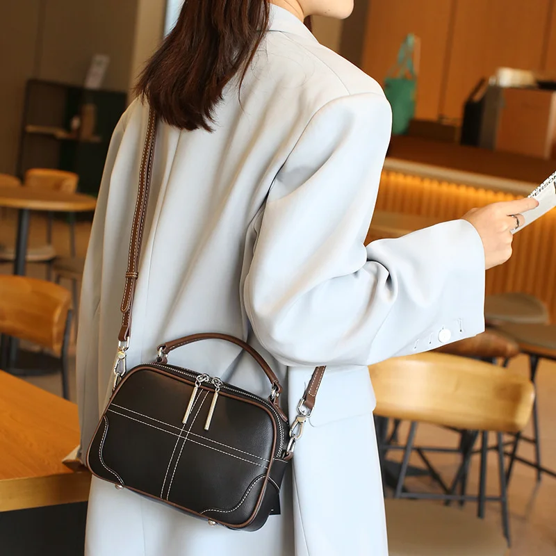

high quality luxury brand Genuine 2023 new soft cow leather women's one shoulder messenger apple simple temperament handbag