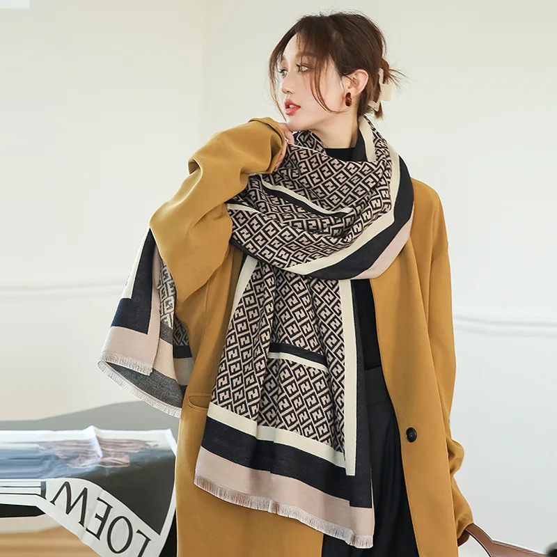 

2022 Winter New Scarf For Women Pashmina Cashmere Bufanda Travel Stoles Bandana Lady Design Print Shawls And Wraps Blanket
