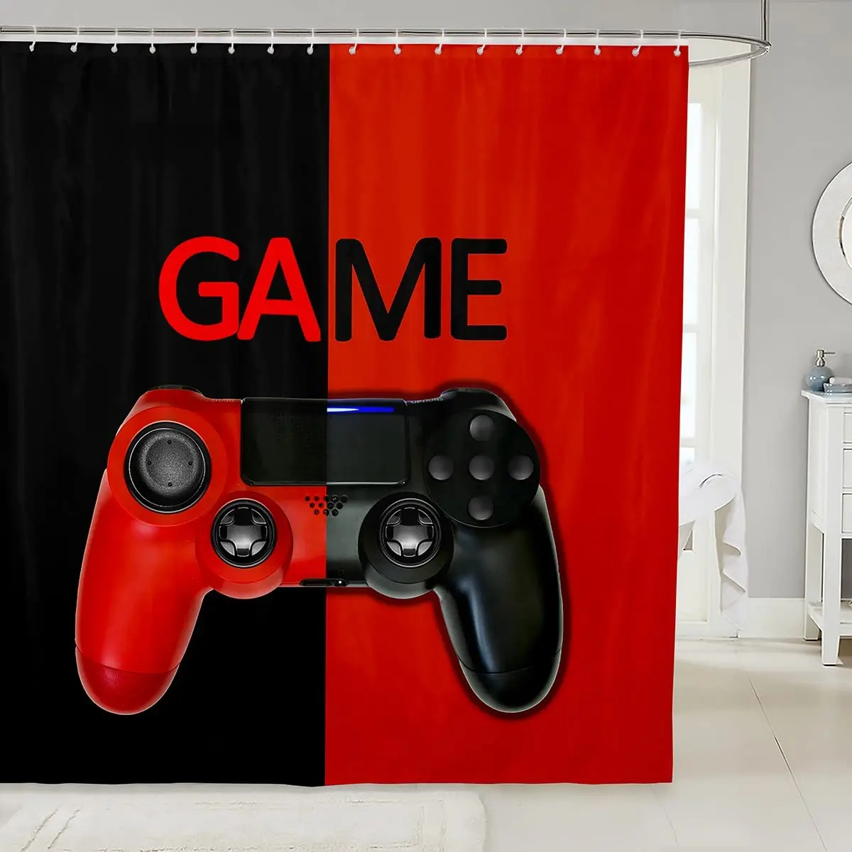 

Curtain,Sketch Style Gaming Design Racing Monitor Device Gadget Teen 90's,Cloth Fabric Bathroom Decor,Hooks Video Games Shower