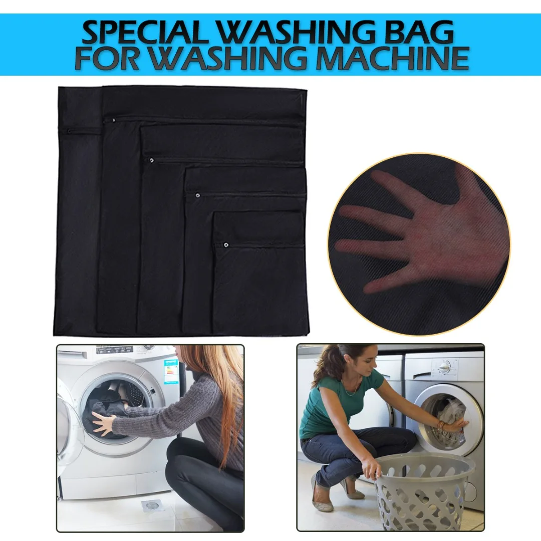 

1pc Laundry Bag Durable Zipped Clothing Wash Storage Mesh Portable Foldable Washing Machine Supplies