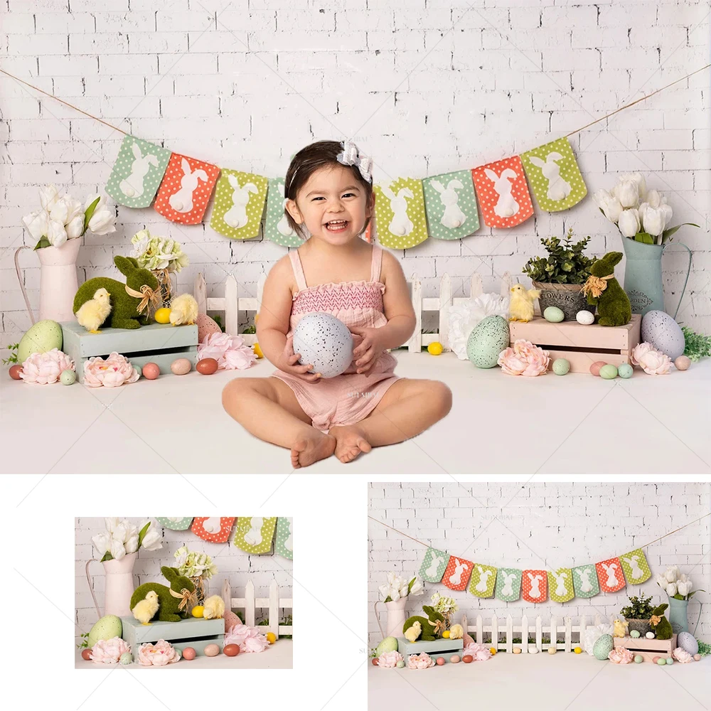 

Happy Easter Photocall Rabbit Easter Eggs Bunny Childs Newborn Photography Backdrop Photographic Backgrounds for Photo Studio