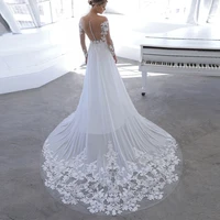 stunning chiffon aline appliques wedding dresses long sleeves sposa vestidos bride gown engagement party vestidos de novia