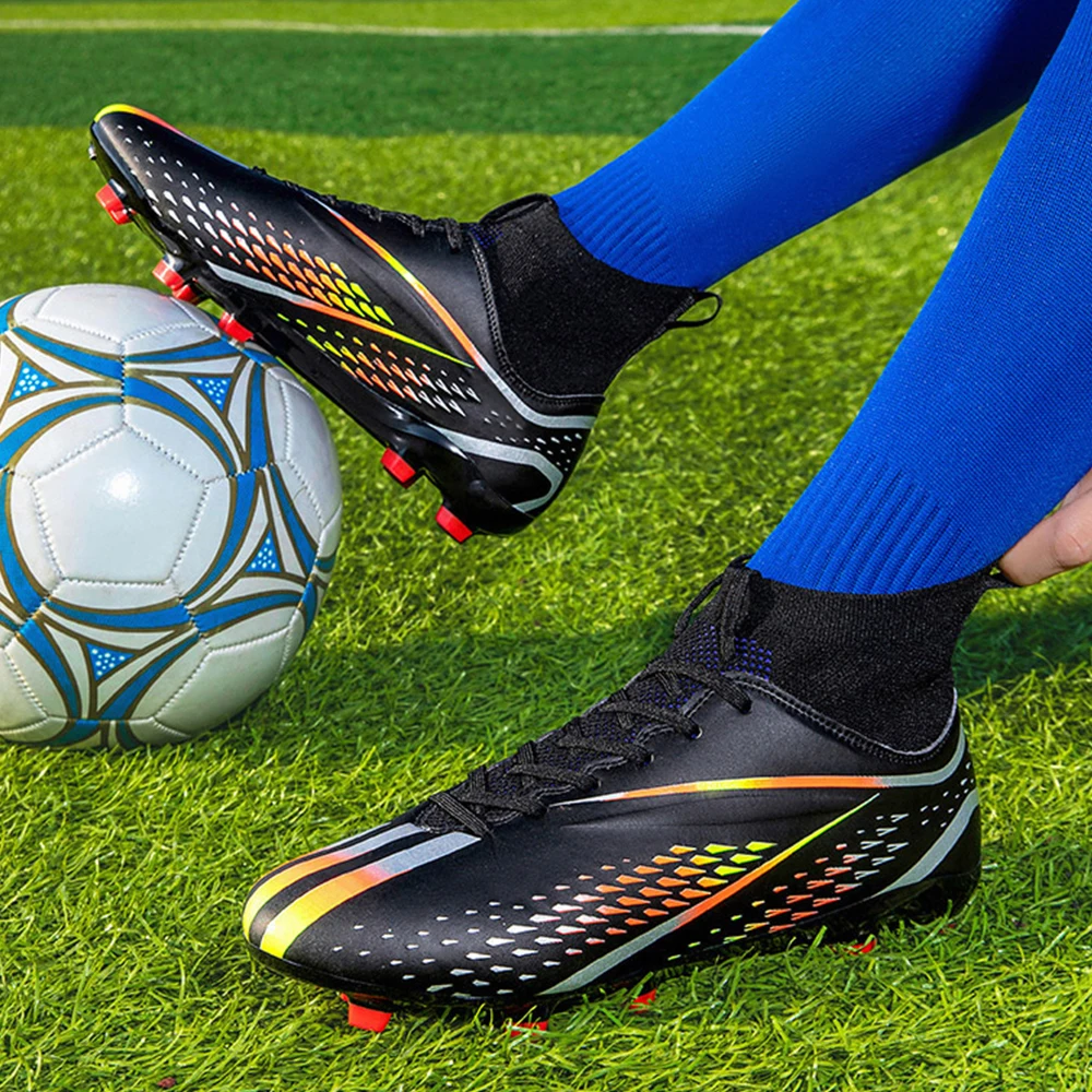 Men's High-Top High-Quality New Soccer Shoes TF/FG Anti-Skid Training Football Boots For Children's Outdoor Sneakers 33-45