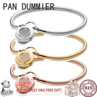 hot 925 silver exquisite round lock snake bone womens pan bracelet suitable for original pandoha high quality charm jewelry
