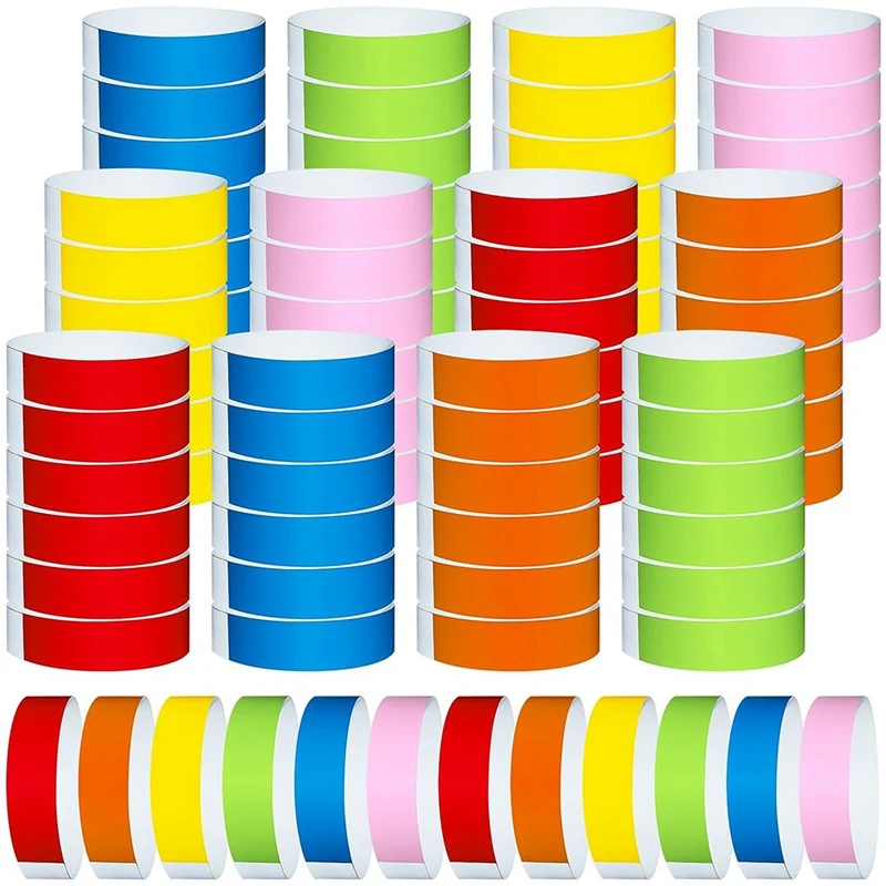 

1200 Pcs Paper Wristbands For Events Neon Color Wristbands Concert Identification Wristbands Event Hand Bands 6 Colors Durable