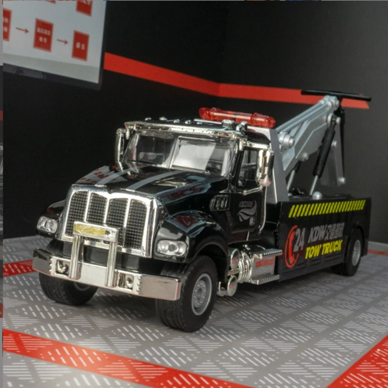 

New Alloy Traffic Road Rescue Car Model Simulation Diecast Metal Engineering Trailer Truck Wrecker Crane Car Model Toy Gift