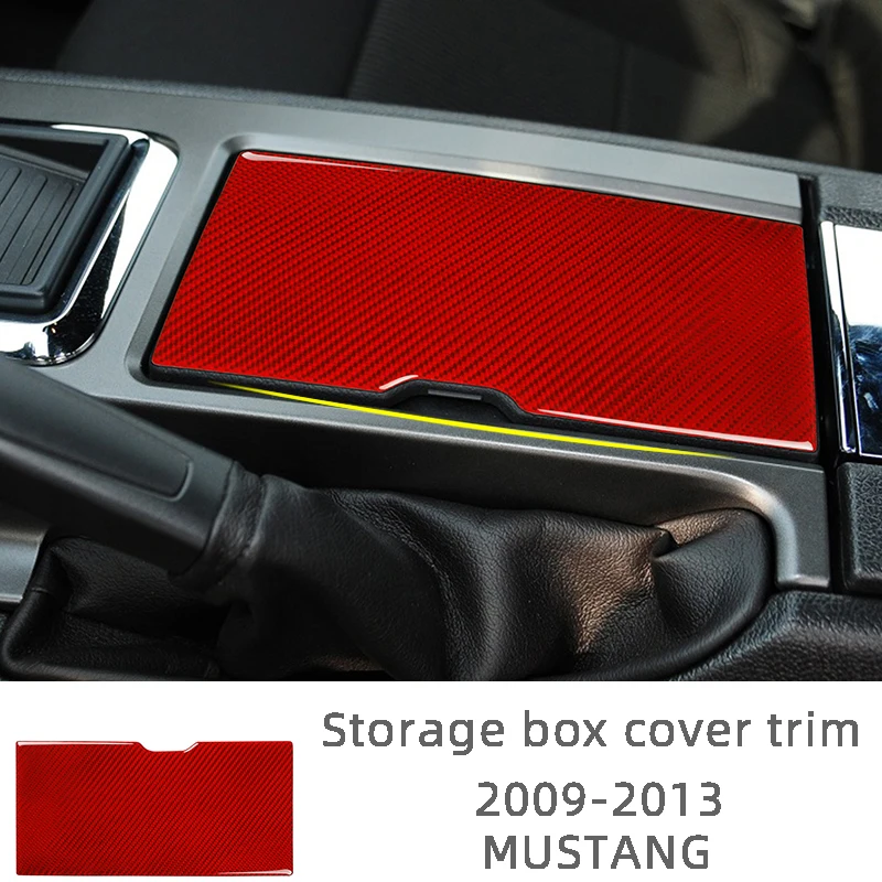 

Carbon Fiber Center Console Storage Box Cover Trim Patch Decoration Car Stickers For Ford Mustang 2009-2013 Interior Accessories