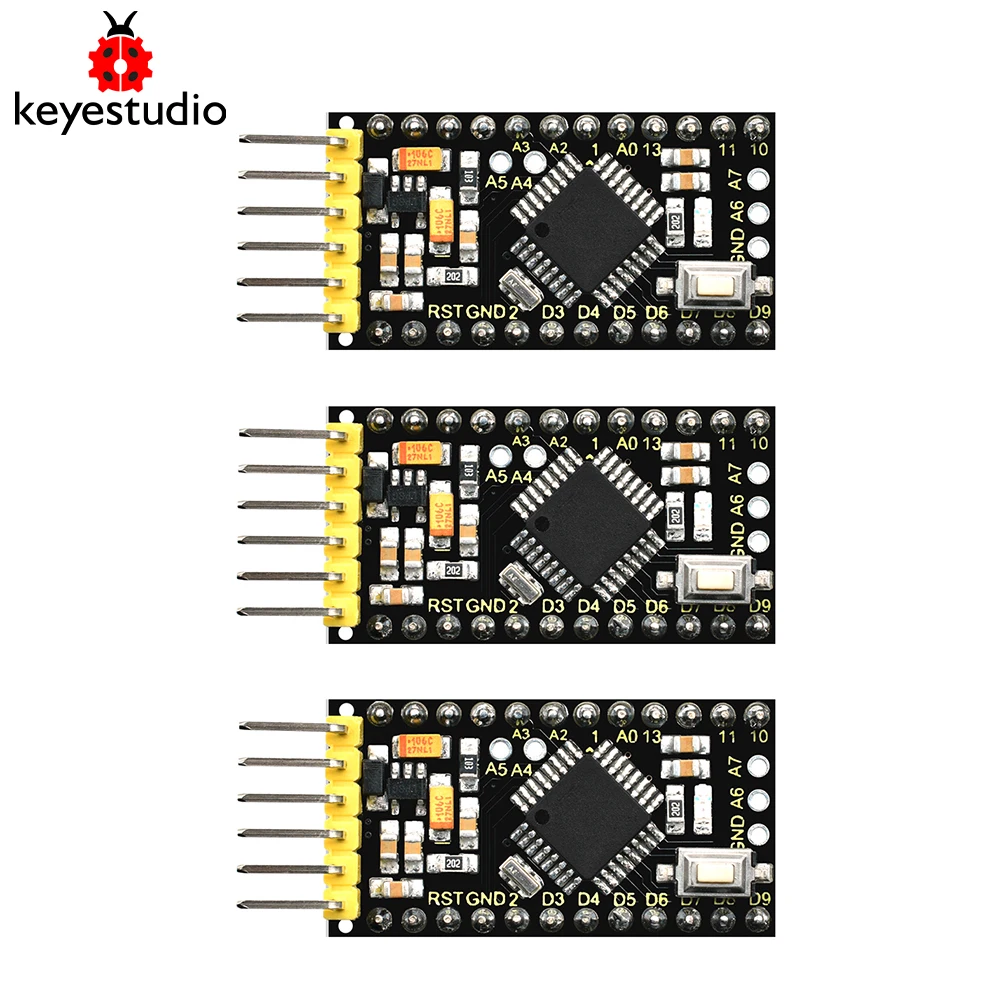 Оригинальная макетная плата Keyestudio ATMEGA328P 5 В/16 МГц ProMini для Arduino 14, Цифровые входные/выходные контакты, 3 шт.