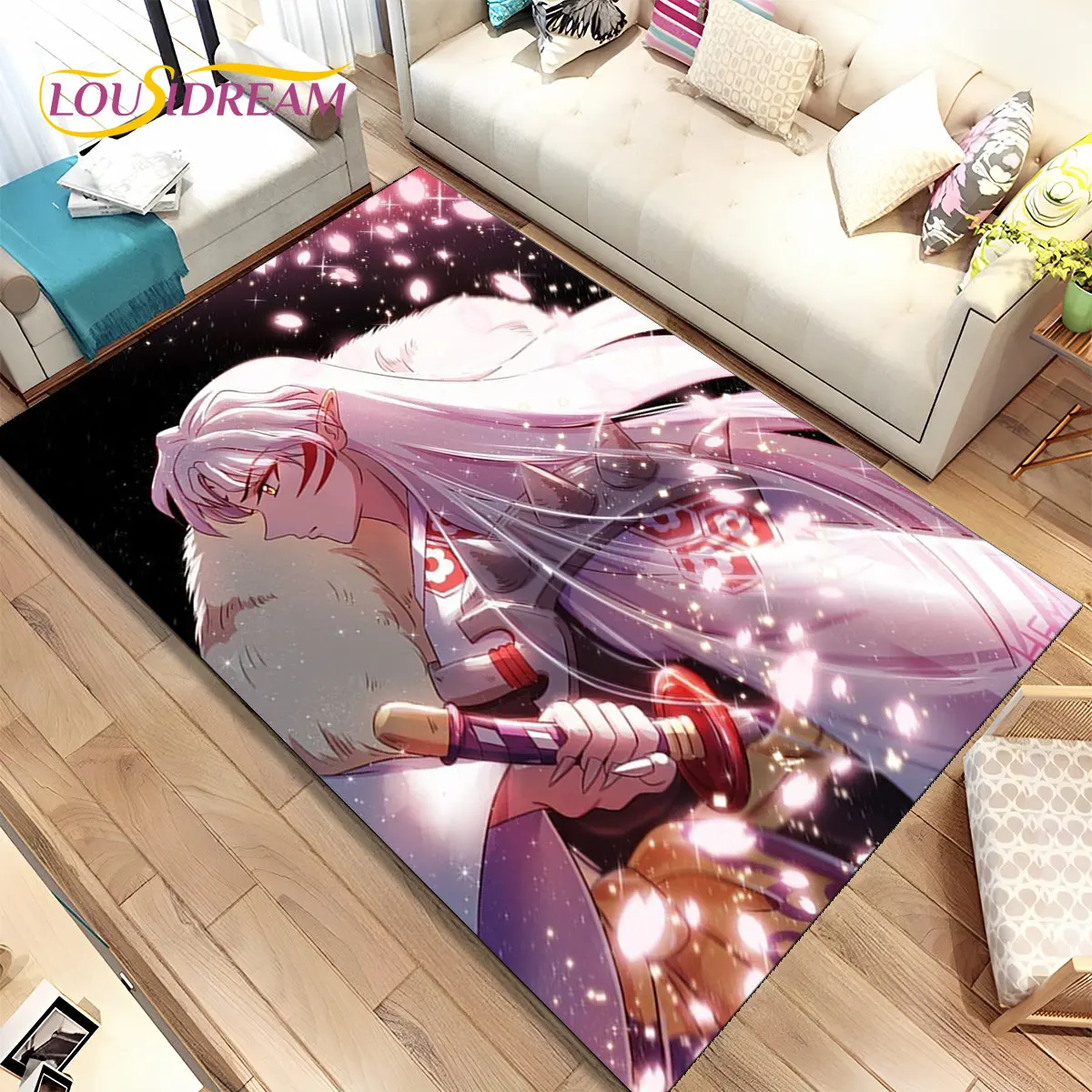 

Anime Inuyasha Cartoon Area Rug Large,Carpet Rug for Living Room Bedroom Sofa Doormat Decoration,kids play Non-slip Floor Mat 3D