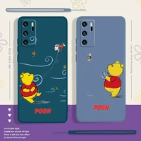 disney pooh bear for huawei p 50 40 30 20 smart 2021 2019 lite pro plus liquid rope silicone soft phone case cover