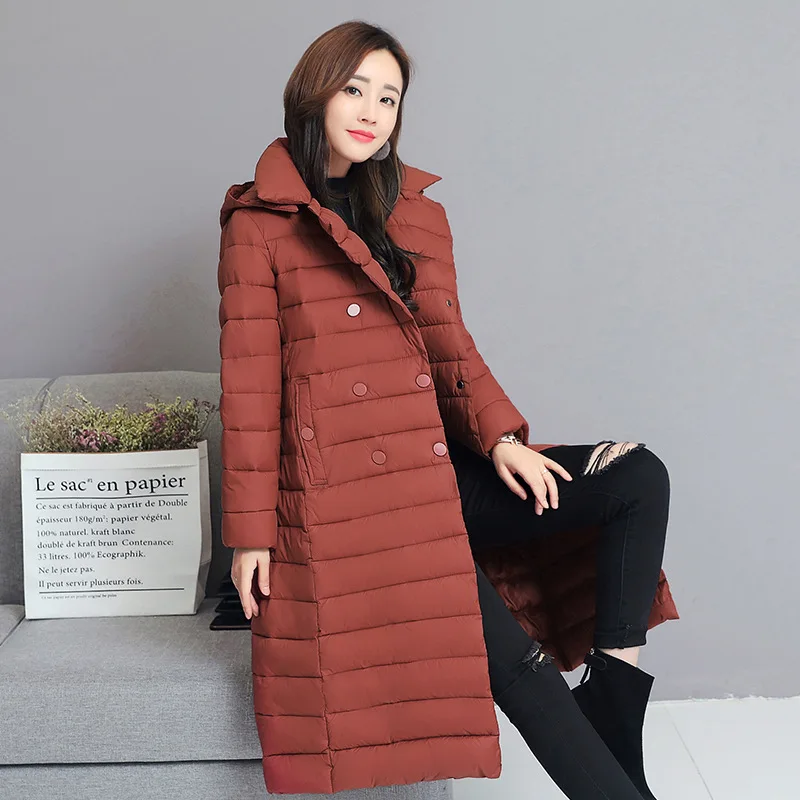 Winter Parkas Women New Down Cotton Padded Coat Middle Long Korean Middle-Aged Mother Hooded Jacket Manteau Femme Hiver L-3XL