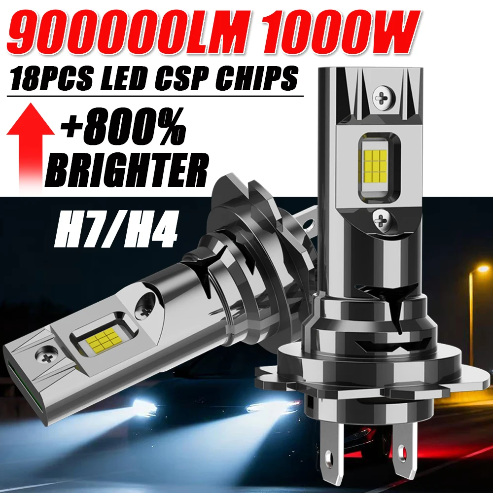 

H7 H4 Светодиодная лампа CANBUS 900000LM Супер яркая 9003 HB2 6000K Светодиодная лампа для автомобиля Беспроводная автомобильная мотоциклетная диодная фара