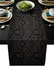 Цветочный узор черная текстура черный настольный бегун Современная льняная хлопковая скатерть украшение для дома Свадьба Рождество вечеринка