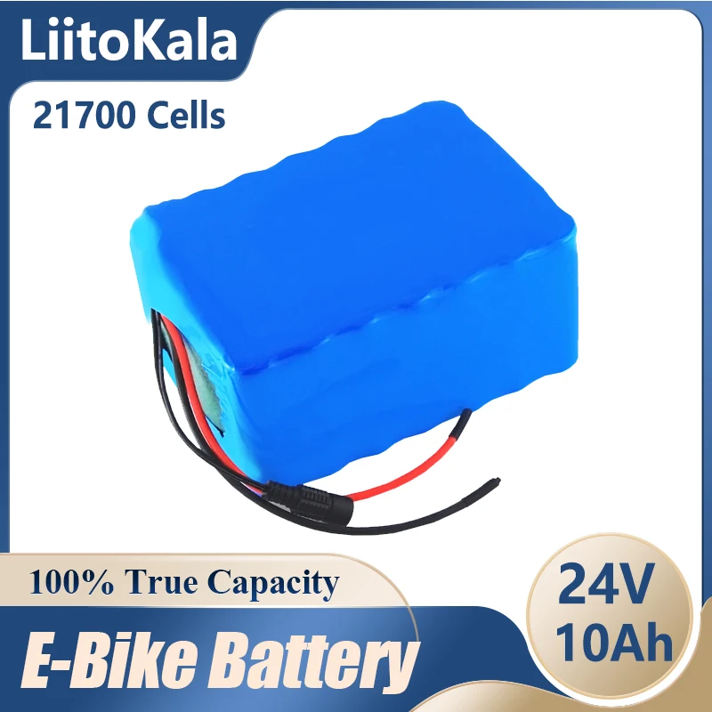 Аккумуляторный блок LiitoKala 24V 10Ah 21700 5000mAh 7S2P 250 Вт 29,4 В литий-ионный для электрических колясок и велосипедов.