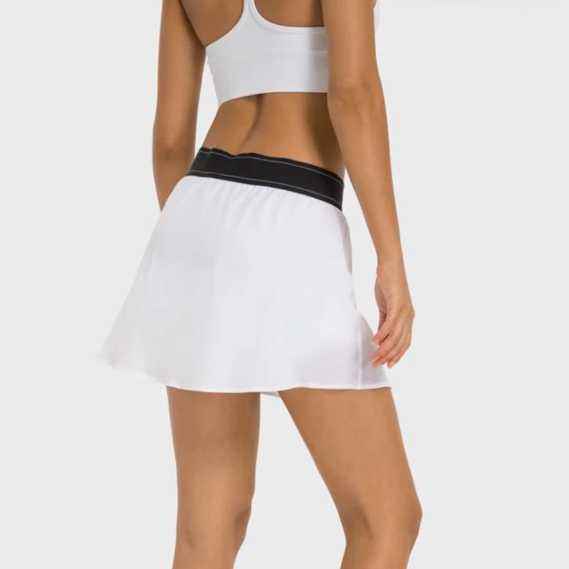 A Logo Match Point Flowy A-line Tennis Skirt With Comfy Inner Short Lightweight Woven Skirts Hidden Pocket for Key or Cards