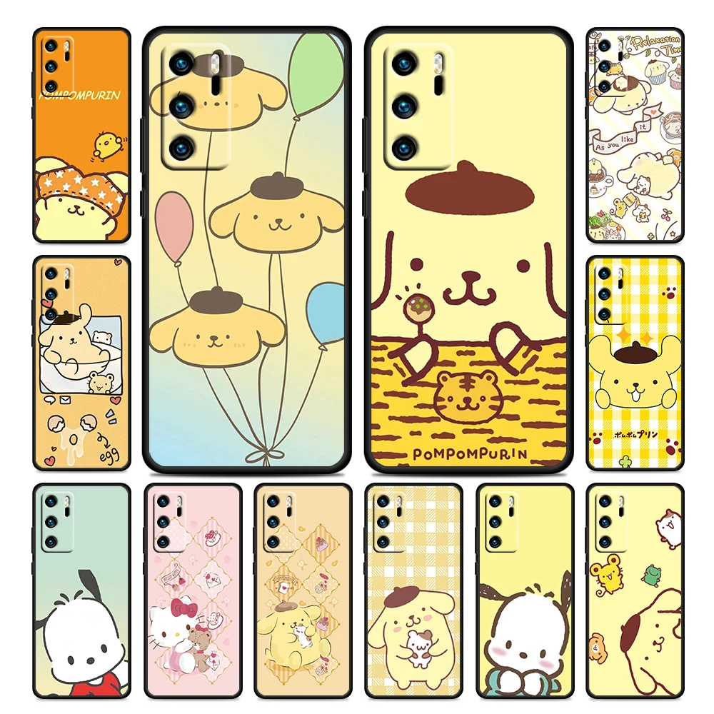 

Cartoon Dog Pompompurin For Huawei P50 P20 P30 P40 5G P10 Pro Lite E Plus P9 Lite Mini Silicone Soft TPU Black Phone Case Cover
