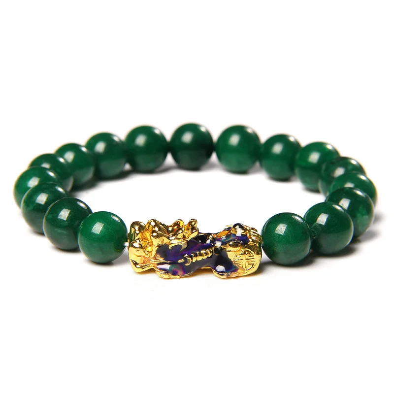 

Feng Shui Obsidian Beads Bracelets for Women Men Unisex Wristband Gold Color Pixiu Wealth Good Luck Color Change Animal Bracelet