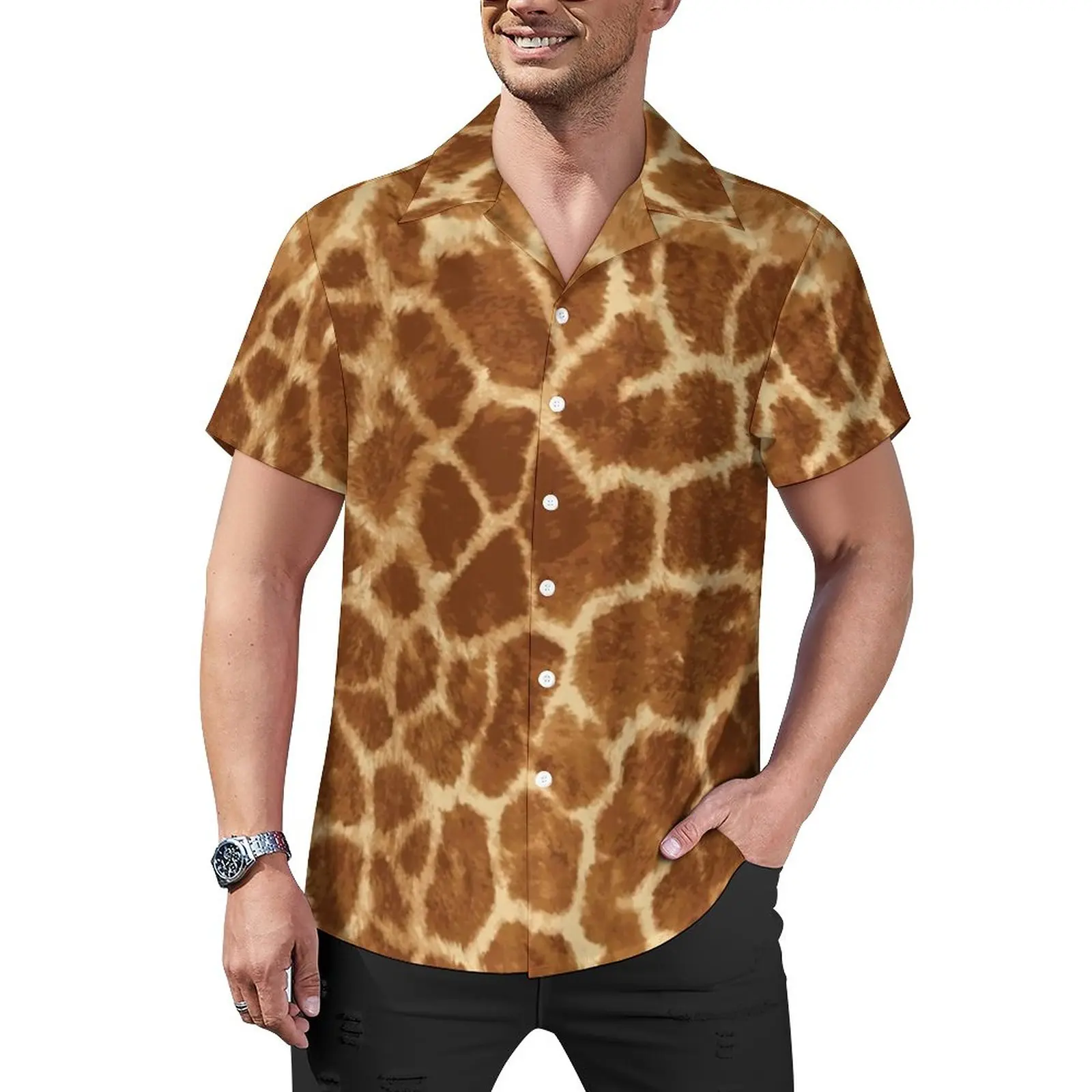 

Рубашка мужская с коротким рукавом, повседневная с принтом жирафа, модная сорочка оверсайз для отпуска, идея для подарка, лето