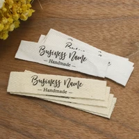 15x70mm custom twill labels for clothing personalized tags brand name natural color folding organic cotton fabric xw5502