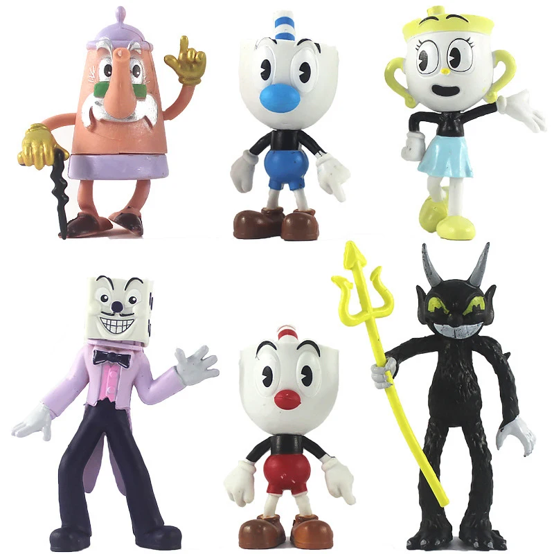 6 шт. 9 см игра ПВХ Модель Cuphead аниме экшн-фигурки и игрушки набор - купить по