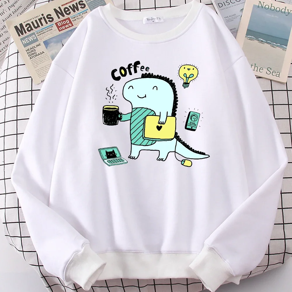 Женская кофта с капюшоном и принтом в виде маленького динозавра