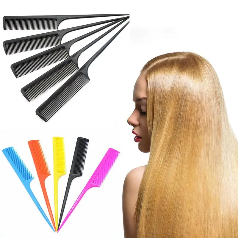 

1/5/PCS Portable Black Color Hair Comb Salon Brush Styling Hairdressing Tail Plastic Comb Set With Thin And Long Handle