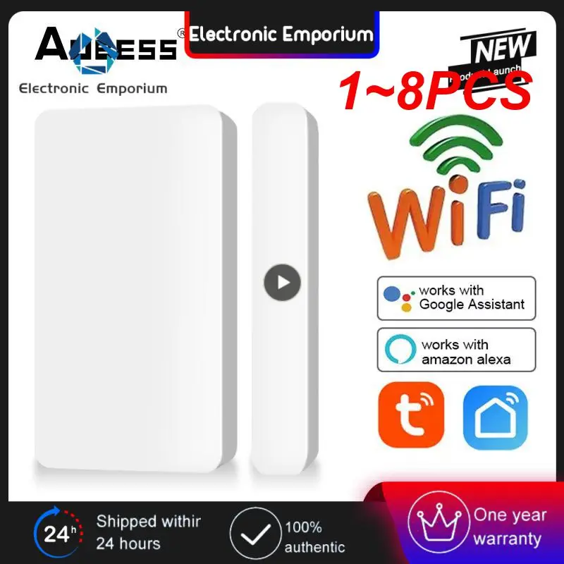 

Датчик контактов Tuya Smart ZigBee для дверей и окон, Беспроводной сенсор для обнаружения открывания и закрытия дверей, с дистанционным управлением через приложение, 1 ~ 8 шт.