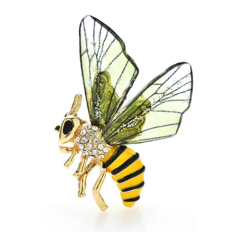 

Wuli&baby Flying Bee Brooches For Women Men Transparent Wings Enamel Bee Insects Party Office Brooch Pins Gifts