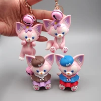 1 set of 4 pcs kawaii linabell pvc doll keychain cartoon cute girl bag accessories small pendant fashion car key chain