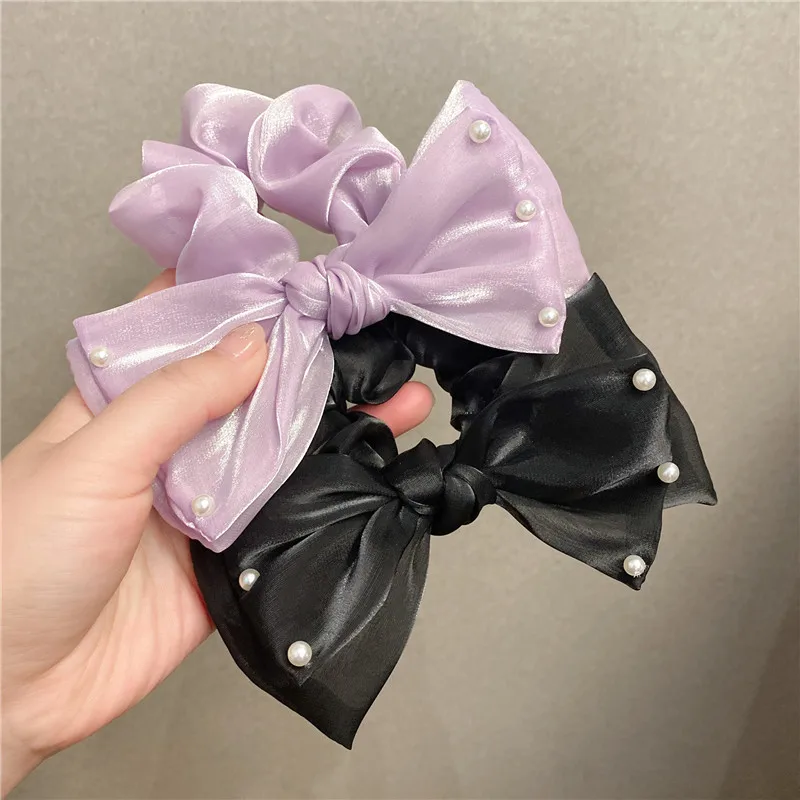 

Новое модное тканевое кольцо для волос с жемчугом и бантом, повязка на голову, эластичная резинка для волос, повязка для волос, головной убор...