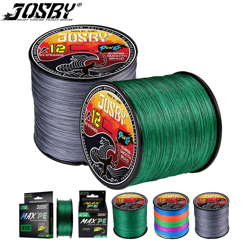 

JOSBY 12 Strands Multifilament Braid Fishing line 300M 500M 100M Saltwater Sea Japanese Wire Carp Pesca 10-100lb