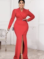 maxi dress women birthday party outfits red long sleeve elegant robe beading high slit spring autumn 2022 dropshipping