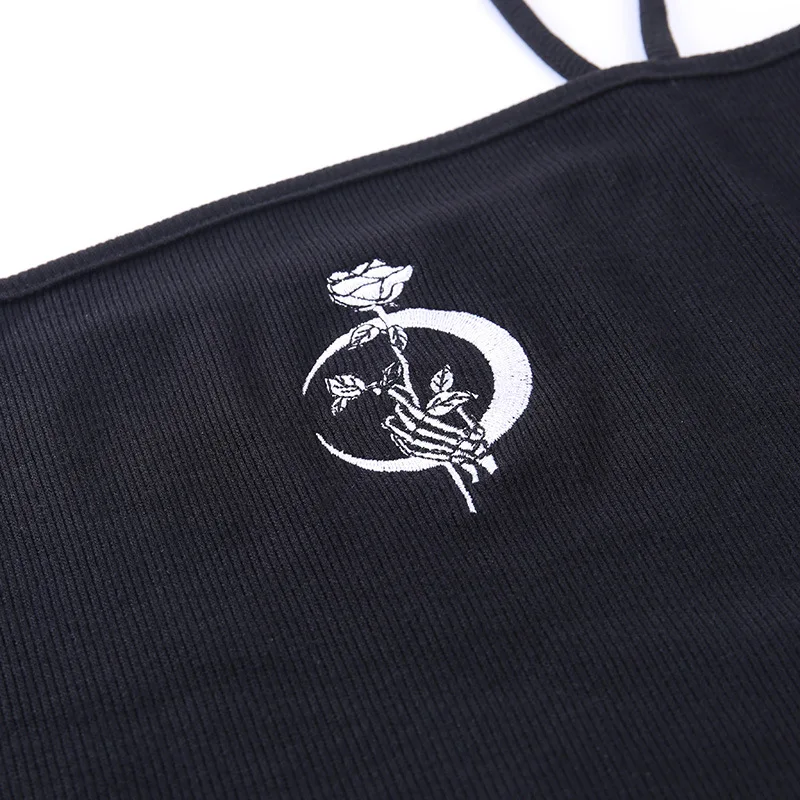 Женский топ на бретелях готический облегающий Топ без рукавов с квадратным