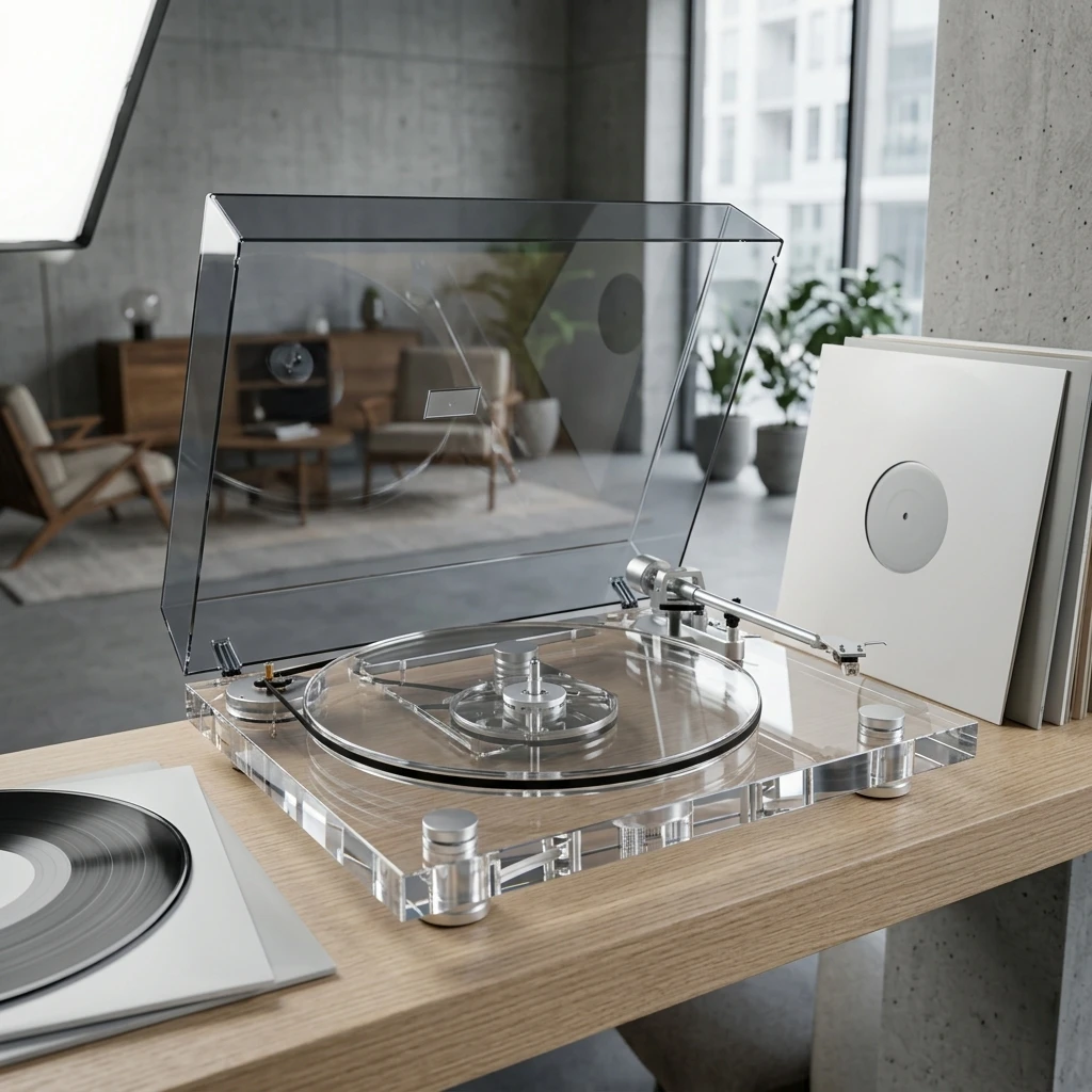 Фото Акриловый проигрыватель виниловых пластинок с Bluetooth Hi-Fi: Прозрачный, минималистичный, профессиональный, класса люкс №5