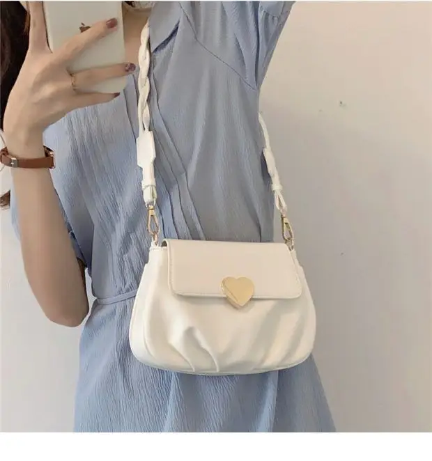 

JIAERDI Harajuku Heart White Messenger Bag Women Vintage Pu Leather Cloud Bag Handbag Female Fashion Casual Crossbody Bags 2023