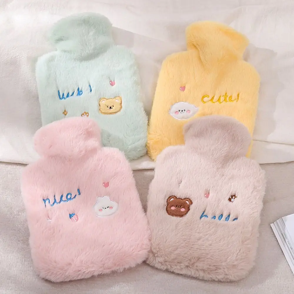 

ML зимняя сумка из натурального каучука с ручным подогревом, полностью закрывающая бутылку с горячей водой, плюшевая Милая теплая сумка, сум...