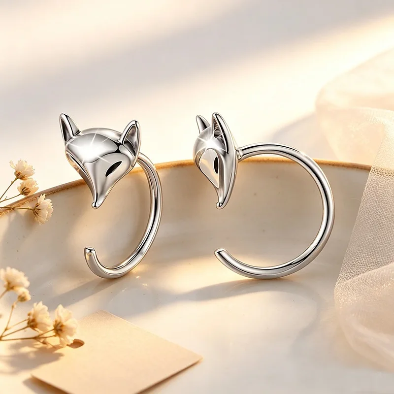 Фото Серьги-крючки Smart Fox из стерлингового серебра 925 пробы, креативные, в виде животных, милые, 3985 №1
