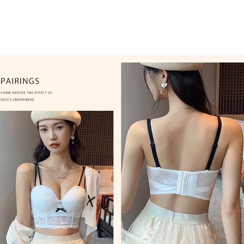 Seamless Bralette Women Removable Shoulder Strap Underwear Push Up Bra Girl No Wire Brasieres Upper Thin Bottom Thick Lace Bras