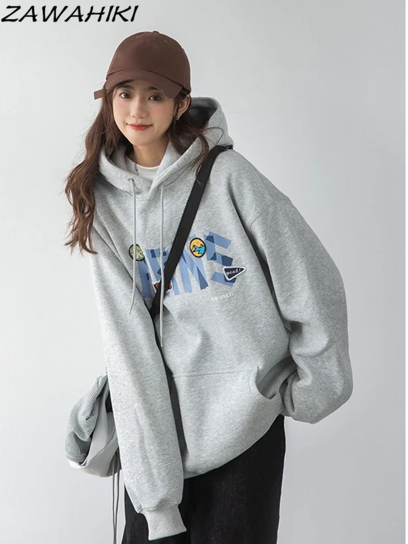 

Женская толстовка с капюшоном и принтом граффити, в стиле ретро