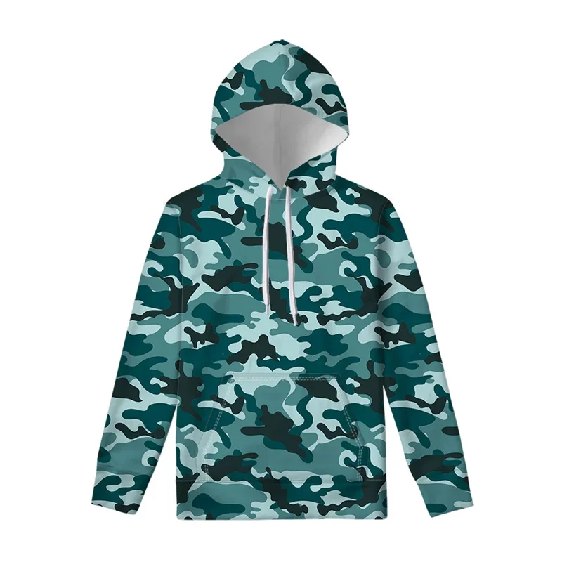 Флуоресцентный цвет Камуфляжный принт Толстовка для мужчин Уличная мужская