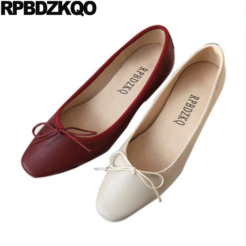 

Slip On Retro Bow Girls Ladies Walking Pumps Small Size 2022 Chunky Sweet 33 Shoes Prom Square Toe Leather Low Heels Genuine