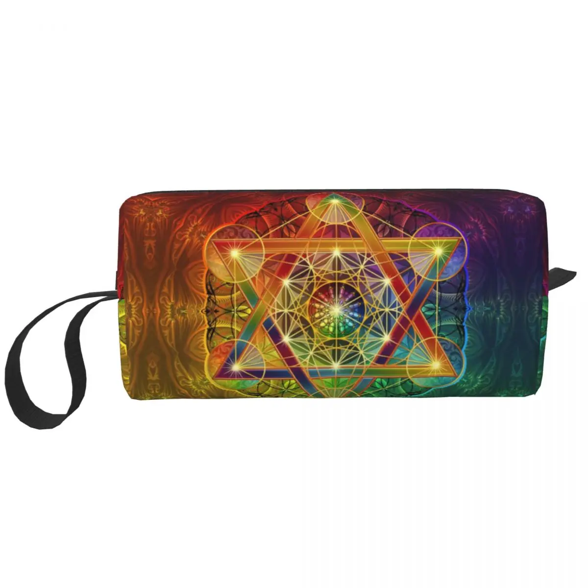 

Metatron's Cube With Merkabah And Flower Of Life Toiletry Bag Sacred Geometry Makeup Cosmetic for Beauty Storage Dopp Kit Box