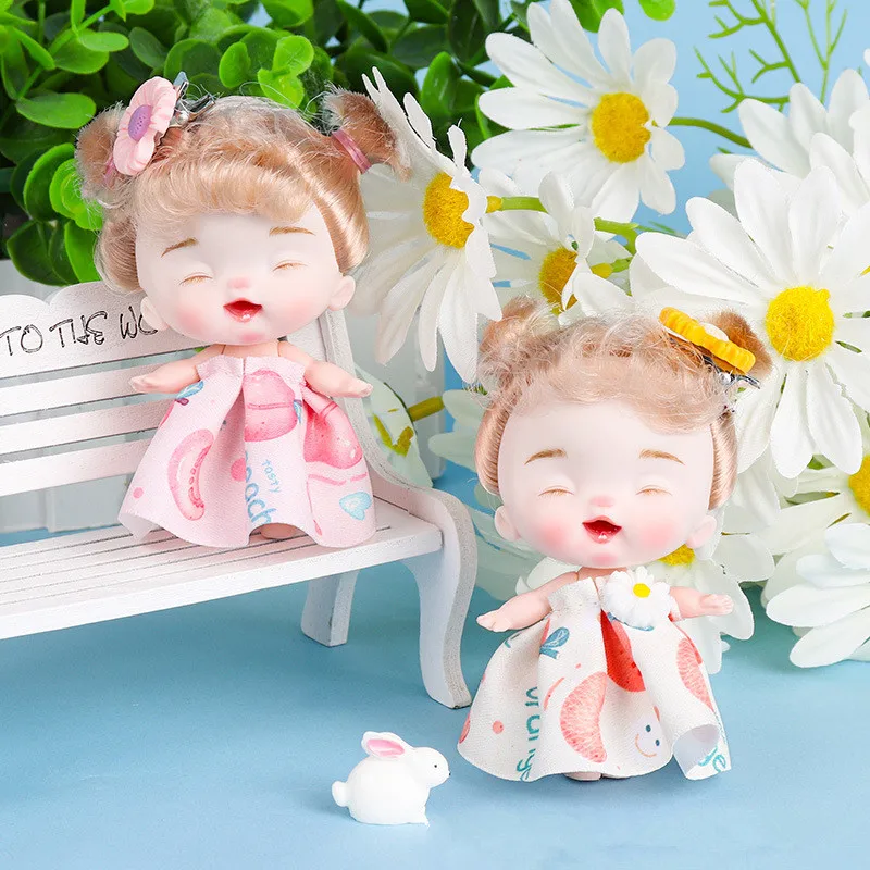 

New Cute BJD 10cm Doll OB11 Girl Doll 5 Detachable Joints Brown Eyes DIY Expression Princess Girl Doll Set Girl Ornament Gift
